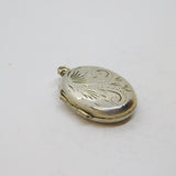 Sterling Silver Floral Pattern Oval Locket Charm Pendant Vintage c1970