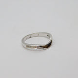 Sterling Silver Spinel Set Curved Minimalist Band Dress Ring Modern c1990 Size N