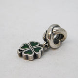 Sterling Silver Enamel Shamrock Charm Pendant Vintage c1970