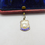 Sterling Silver and Enamel Poole Travel Shield Charm Pendant Vintage c1970