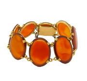 Victorian Scottish 18ct Gold & Carnelian Agate Panel Bracelet Antique c1860s