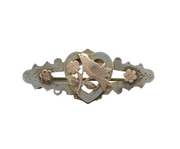 Edwardian Gold & Sterling Silver Swallow Sweetheart Brooch Antique Birmingham