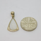 Sterling Silver Mother Of Pearl Drop Charm Pendant Vintage c1970
