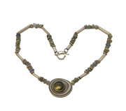 Studio Sterling Silver & Labradorite Dress Pendant Necklace Vintage London