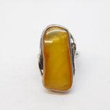 Large Sterling Silver & Baltic Amber Statement Ring Vintage c1970s