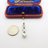 Sterling Silver Diamond Paste Trio Drop Charm Pendant Vintage c1970