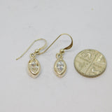 Pair of Sterling Silver Ellipse Shape CZ Set Drop Earrings Vintage c1970