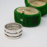 Sterling Silver Wide Triple Band Open Ring Vintage c1970 Size O