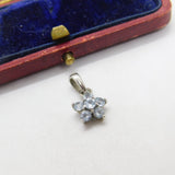 Sterling Silver Blue Topaz Flower Charm Pendant Vintage c1970