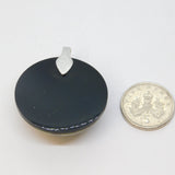 Sterling Silver Miniature Flowers Domed Black Resin Charm Pendant Vintage c1970