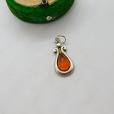 Sterling Silver Baltic Amber Drop Charm Pendant Vintage c1970