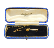 Victorian Boxed 18ct Gold Fox Mask Stock Pin Brooch Antique c1880s