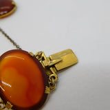 Victorian Scottish 18ct Gold & Carnelian Agate Panel Bracelet Antique c1860s