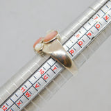 Sterling Silver Pink & White Mother Of Pearl Dress Ring Vintage c2000 Size S