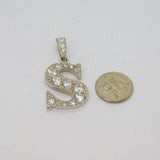 Sterling Silver Sparkling Paste Set 'S' Initial Charm Pendant Modern c1990s