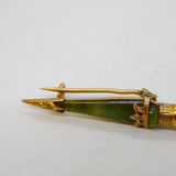 Victorian Scottish 9ct Gold, Citrine & Green Agate Dirk Brooch Antique c1890s