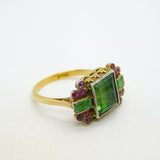 18th Century 18ct Gold, Green Paste, Ruby Mourning Ring Antique c1790