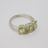 Sterling Silver Triple Citrine & Peridot Dress Band Ring Vintage c1970 Size N