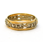 9ct Yellow Gold & Sterling Silver Paste Set Eternity Ring Antique c1920s Deco