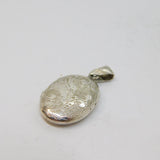Sterling Silver Foliage Pattern Oval Locket Charm Pendant Vintage c1970