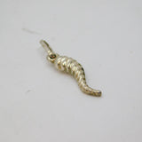 Sterling Silver Textured Horn Of Plenty Charm Pendant Vintage c1970s