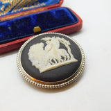 Sterling Silver & Wedgewood Jasperware Classical Brooch Vintage 1973 London