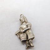 Sterling Silver Dairy Maid Charm Pendant Vintage c1970