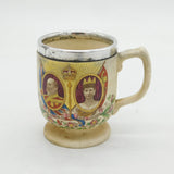 Edward VII Sterling Silver Mounted Stoneware Coronation Mug Antique 1901
