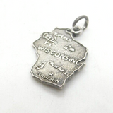 Sterling Silver Wisconsin State Outline Charm Pendant Vintage c1970
