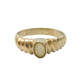 Sterling Silver Mother Of Pearl Textured Patterned Ring Vintage c1970 Size R 1/2