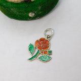 Sterling Silver & Enamel English Rose Charm Pendant Vintage c1970