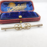 Sterling Silver & Opaline Glass Bead Bar Brooch Vintage c1970