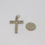 Sterling Silver CZ Set Cross Charm Pendant Vintage c1970