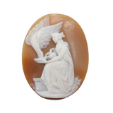 Victorian Carved Shell Cameo Hebe & The Eagle Classical Plaque Antique c1850s