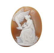 Victorian Carved Shell Cameo Hebe & The Eagle Classical Plaque Antique c1850s