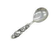 20th Century Norwegian .830 Silver Floral Pattern Tea Caddy Spoon Antique