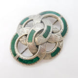 Victorian Scottish Large Sterling Silver 'Pebble Agate' Celtic Knot Brooch c1860