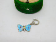 Sterling Silver & Enamel Little Butterfly or Moth Charm Antique c1920 Art Deco