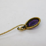 Victorian Rolled Gold & Amethyst Set Floral Stick Pin Antique c1880s