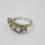 Sterling Silver 5 Tanzanite & Spinel Crossover Ring Vintage c1970 Size N 1/2