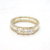 Sterling Silver Channel Set CZ & Princess Cut Eternity Ring Modern c1990 Size V
