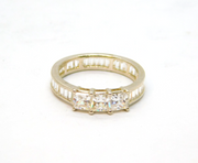 Sterling Silver Channel Set CZ & Princess Cut Eternity Ring Modern c1990 Size V