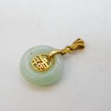 9ct Yellow Gold & Green Jade Character Pendant Vintage Sheffield