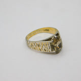 Sterling Silver & 9ct Smoky Quartz Textured Dress Ring Vintage c1970 Size K 1/2