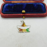 Sterling Silver and Enamel Edmonton CA Maple Leaf Charm Pendant Vintage c1970