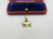 Sterling Silver and Enamel Edmonton CA Maple Leaf Charm Pendant Vintage c1970