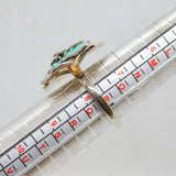 Sterling Silver Turquoise Enamel & CZ Flower Cocktail Ring Vintage c2000 Size P