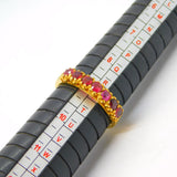 9ct Yellow Gold Seven-Stone Natural Ruby Dress Ring Antique c1940 Art Deco
