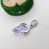 Sterling Silver Amethyst Drop Charm Pendant Vintage c1970