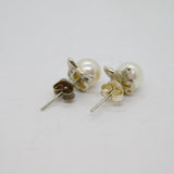 Pair of Sterling Silver Pearl Set Novelty Cat Ears Stud Earrings Vintage c1970